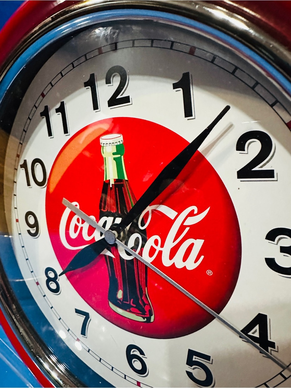 Coca Cola Red Wall Clock Retro Diner Style Metal Case Glass Lens Bottle Logo 9” - Picture 4 of 11